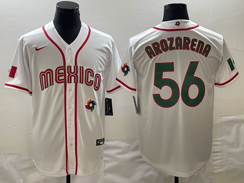 Men 2023 World Cub Mexico #56 Arozarena White green Nike MLB Jersey11